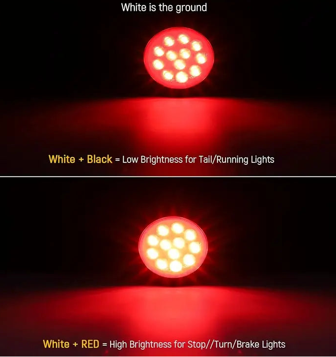 4" Round Red 12 LED Flush Mount Trailer Light Kit