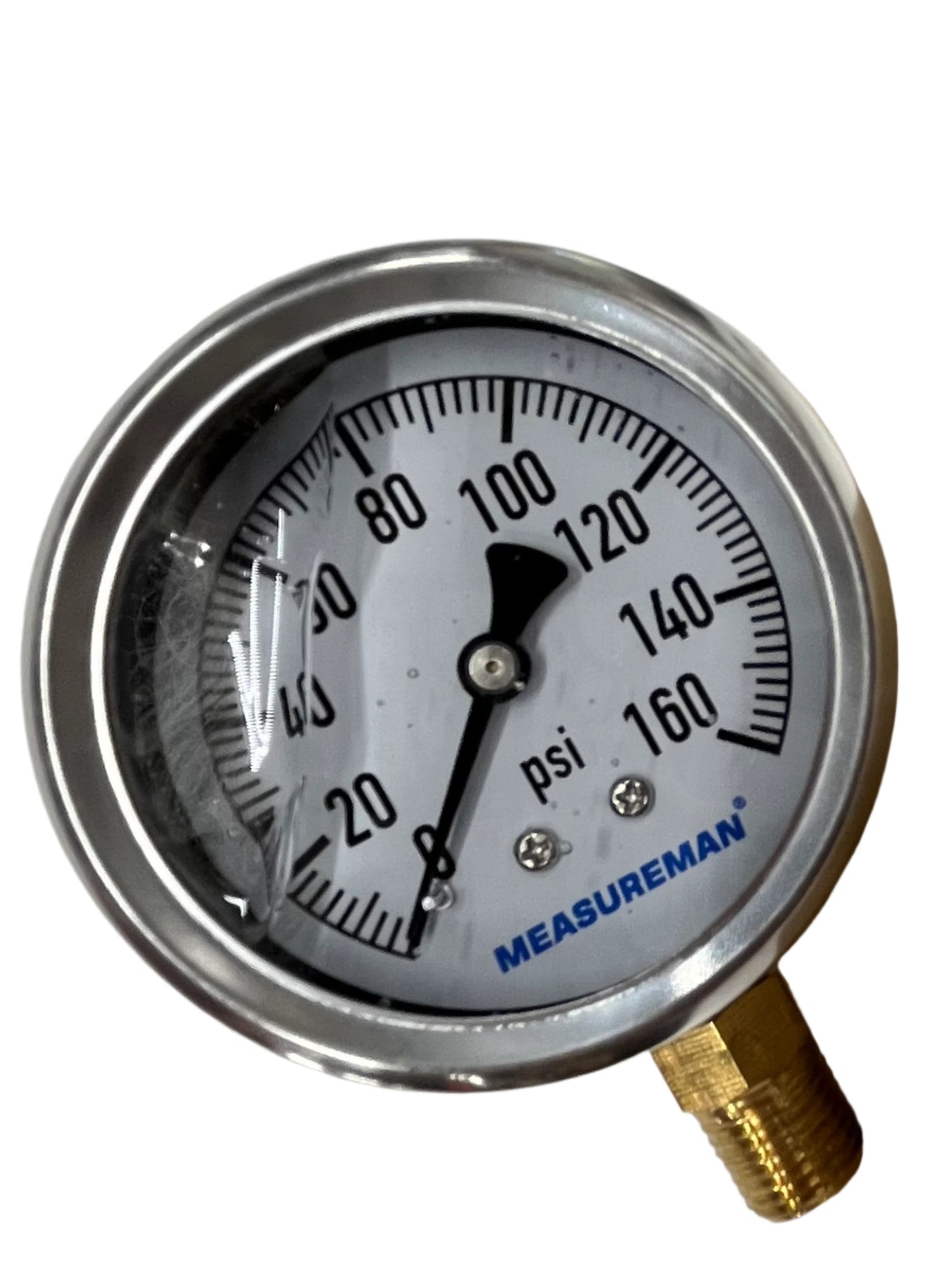 Pressure Gauge liquid filled 0-160 PSI bottom mount