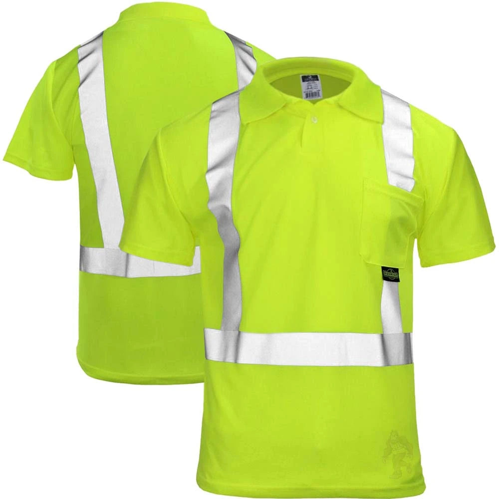 Hi-Vis Class 2 ANSI Polo Shirt w/ 2" Reflective Tape