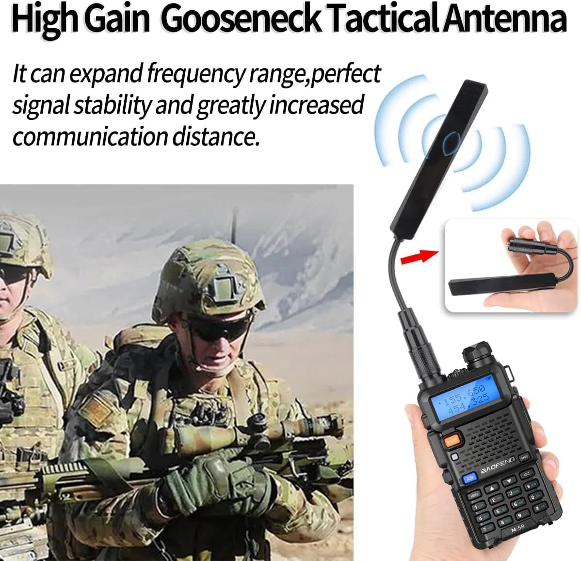 ABBREE SMA-Female Ham Radios Long Range Gooseneck Antenna VHF/UHF 144/430MHz