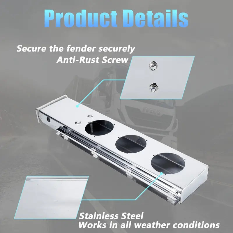 Stainless Steel Mud Flap Hanger with Light Cut out Set 2-1/2"