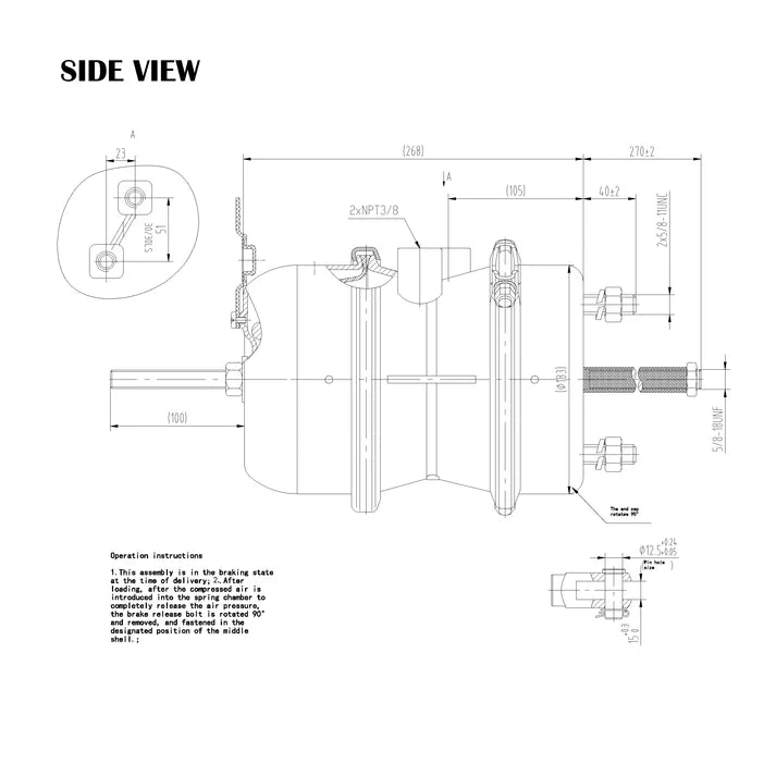30/30 Long Stroke Brake Chamber | F224797