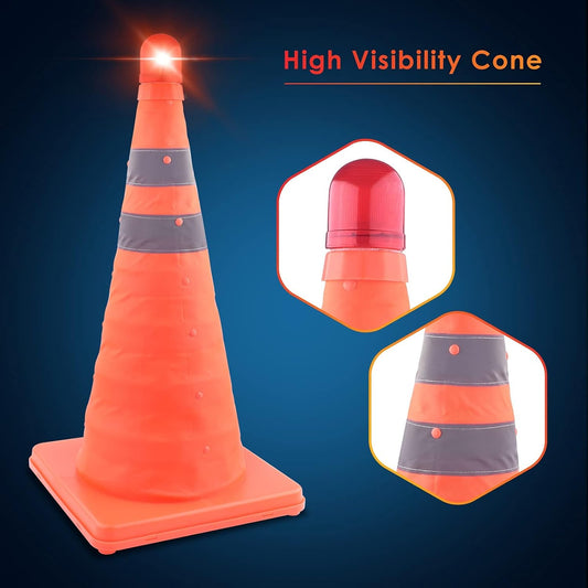 Traffic/Safety Cone, Collapsible, Reflective 18"