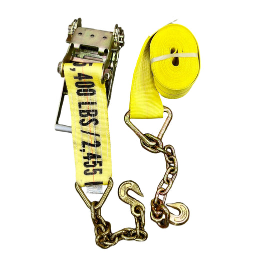 4" Ratchet OR Ratchet Strap with Chain End, Grab Hook Heavy Duty \ 4"x 30'