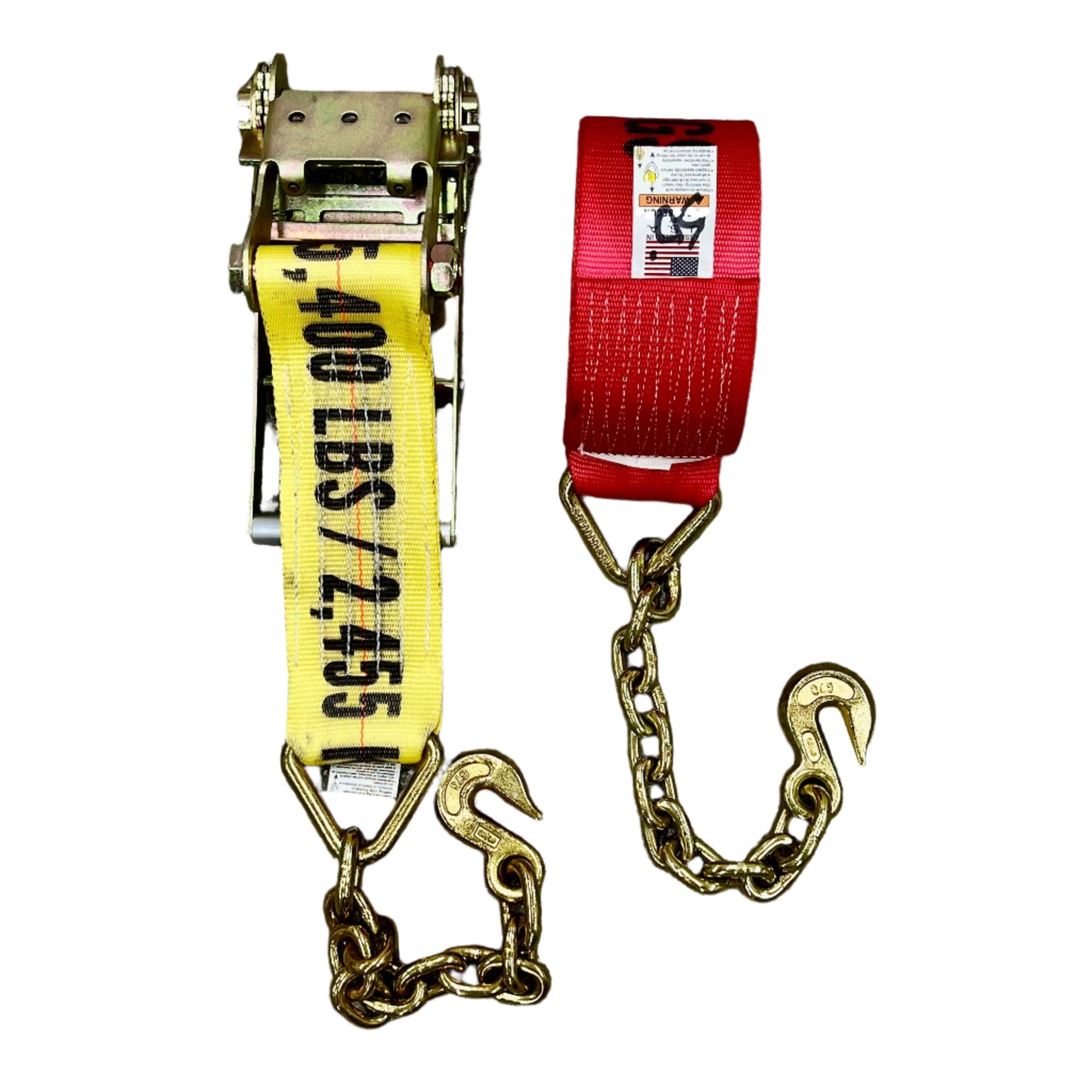 4" Ratchet OR Ratcheting Strap with Chain End, Grab Hook Heavy Duty | 4"x50'