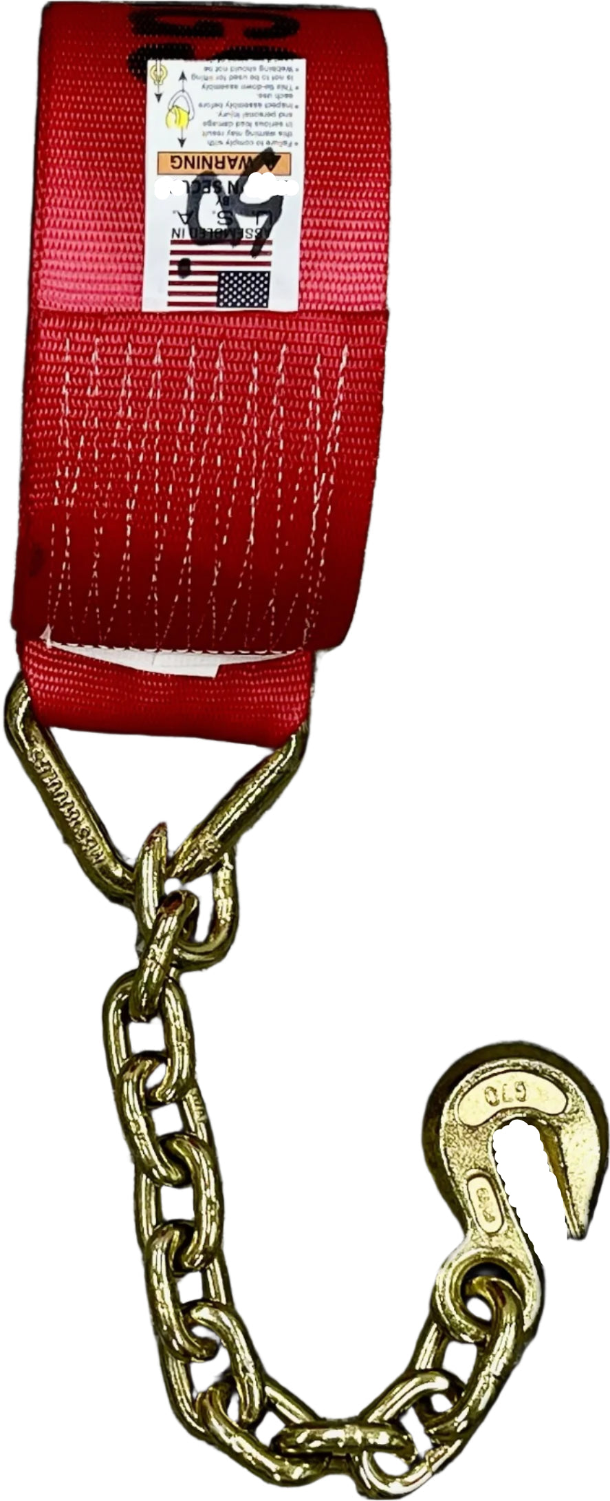 4" Ratchet OR Ratcheting Strap with Chain End, Grab Hook Heavy Duty | 4"x50'