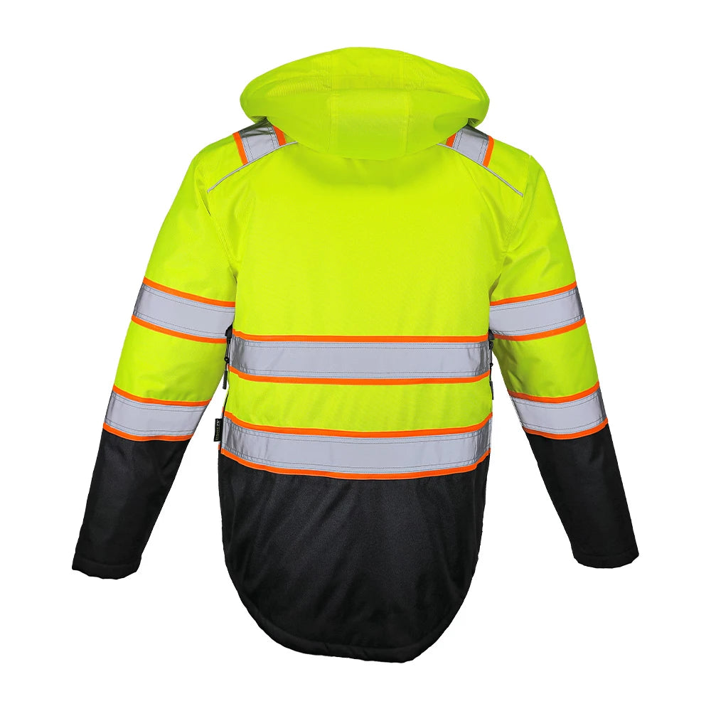 Hi Vis Insulated/ Waterproof Jacket with Detachable Hood