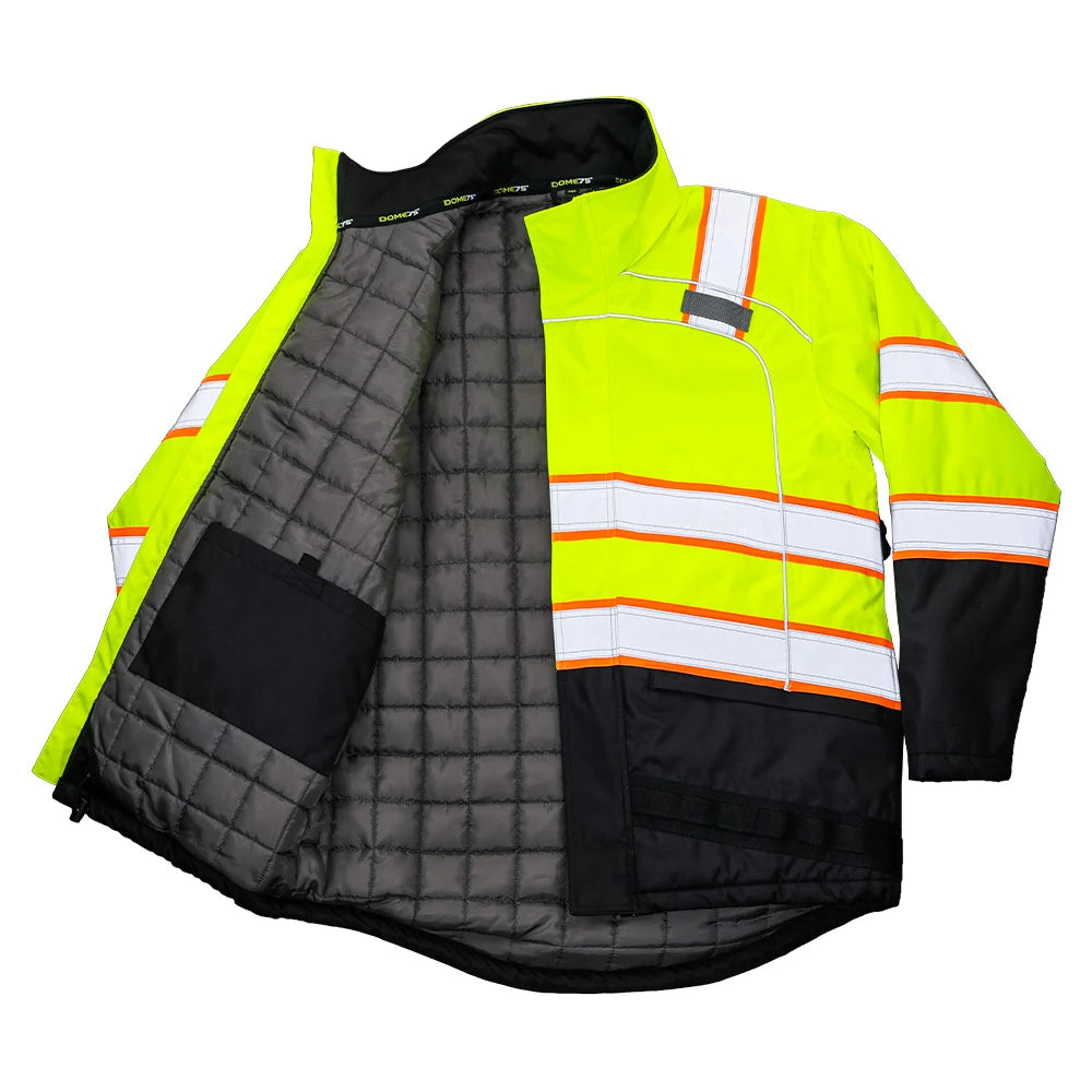 Hi Vis Insulated/ Waterproof Jacket with Detachable Hood