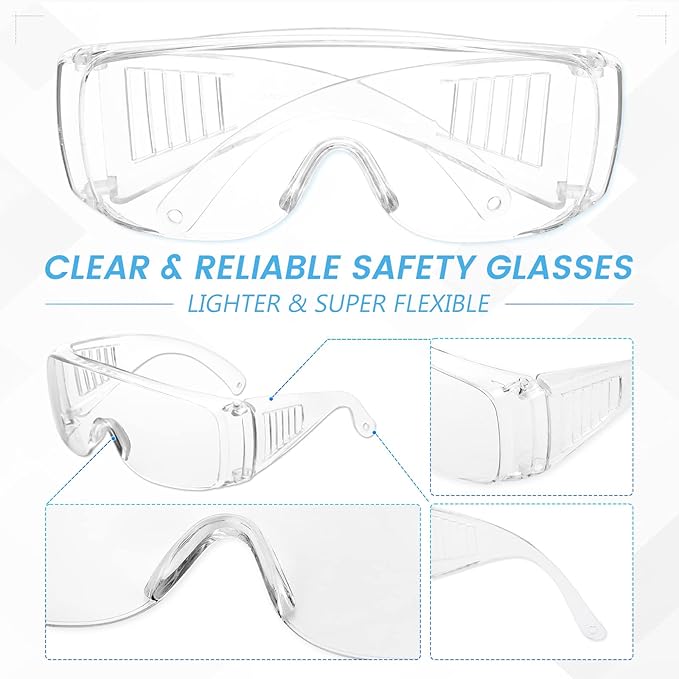 Safety Glasses Clear / or Over your glasses