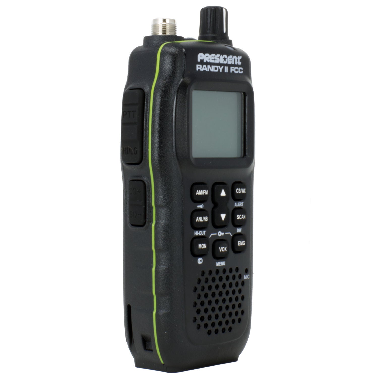 Hordozható CB rádióállomás President Jerry, AM/FM, Roger Beep, ASC, ANL, NB, HI-CUT, CTCSS / DCS, 1800 mAh akkumulátor és 20 cm-es antenna mellékelve Hordozható CB rádióállomás President Jerry, AM/FM, Roger Beep, ASC, ANL, NB, HI-CUT, CTCSS / DCS, 1800 mAh akkumulátor és 20 cm-es antenna mellékelve