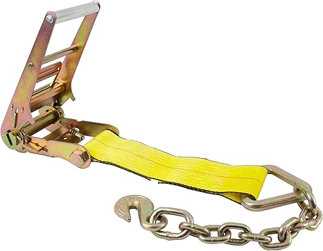 4" Ratchet with 1' strap Chain and Grab Hook