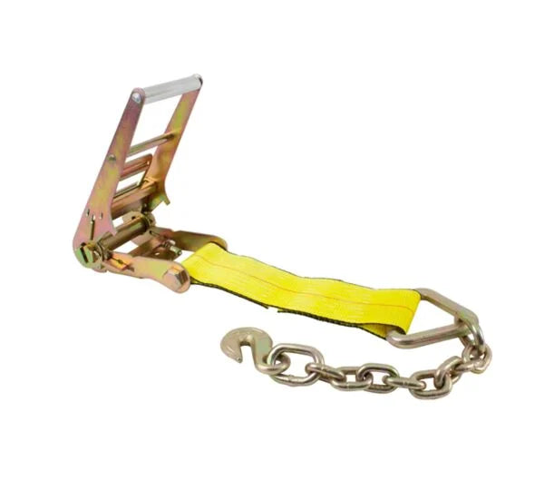 4" X 40' Ratchet OR Ratchet Strap Set with Chain End, Grab Hook Heavy Duty