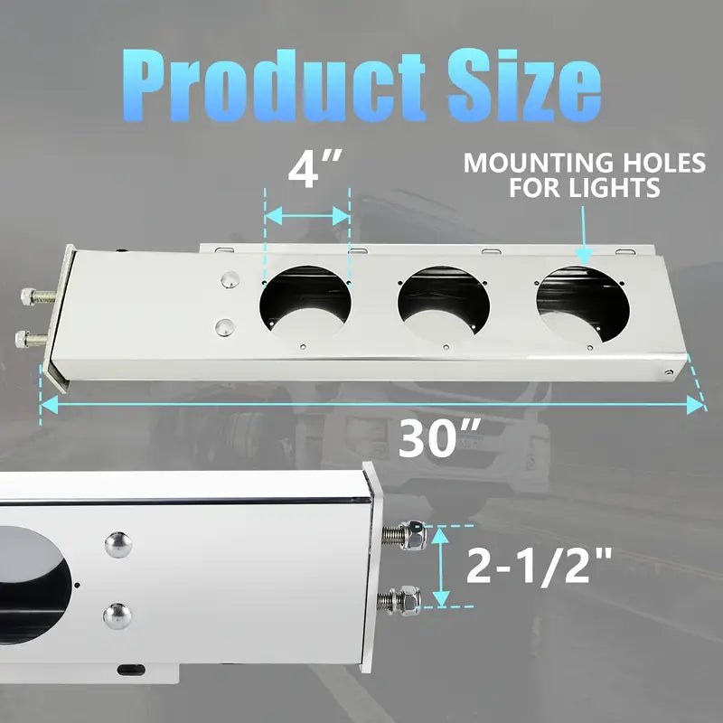 Stainless Steel Mud Flap Hanger with Light Cut out Set 2-1/2"