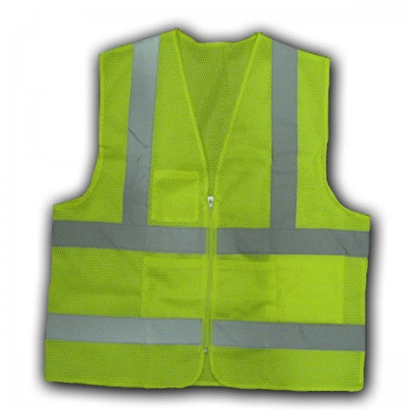 Class II Mesh Reflective Safety Vest w- Zippered Front