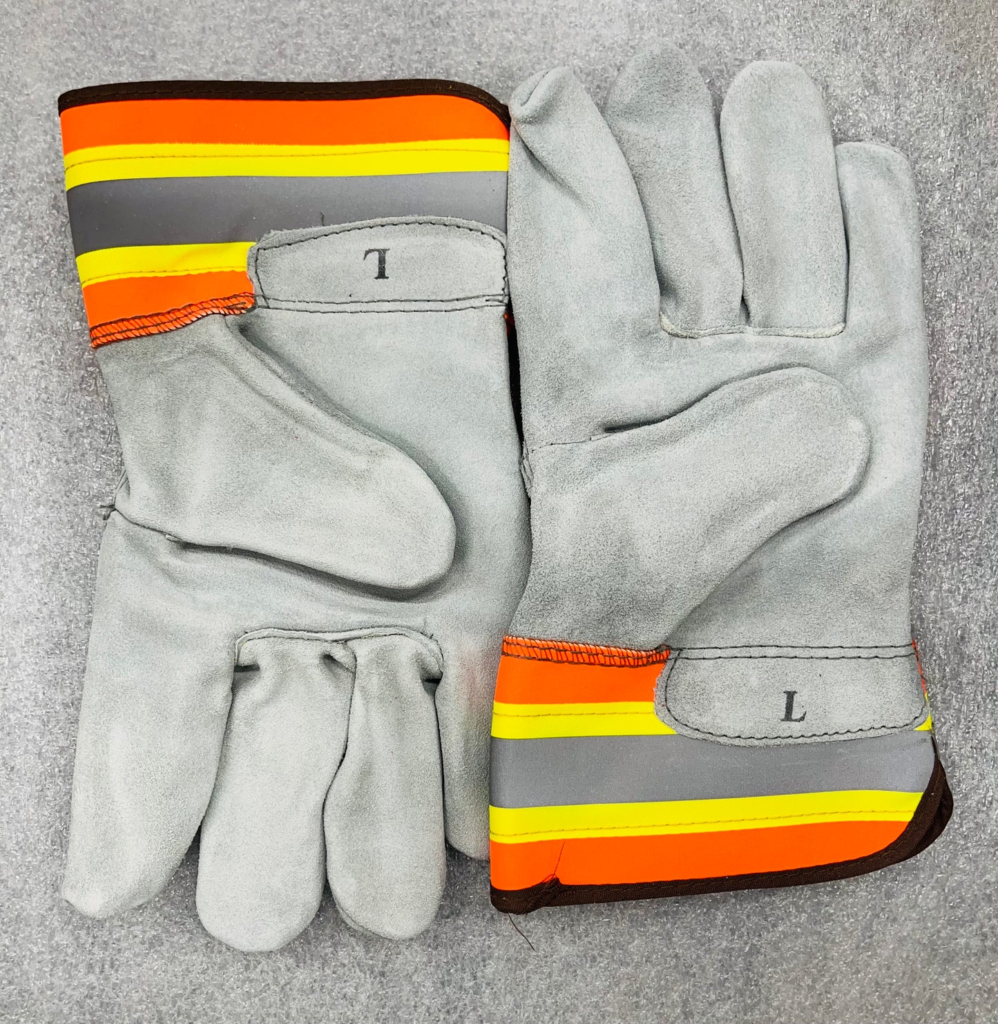 Heavy Duty Leather Work Gloves with Reflective Strip