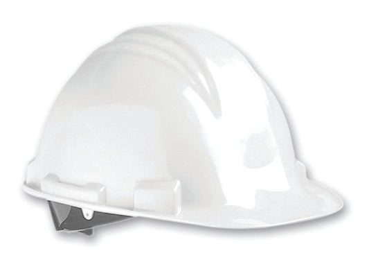 Hard Hat with Ratchet strap, White