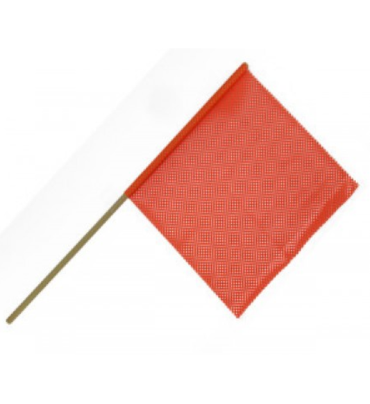 Stick Warning Safety Flag, Orange (3/4" Wood Dowel, 24" Flag)